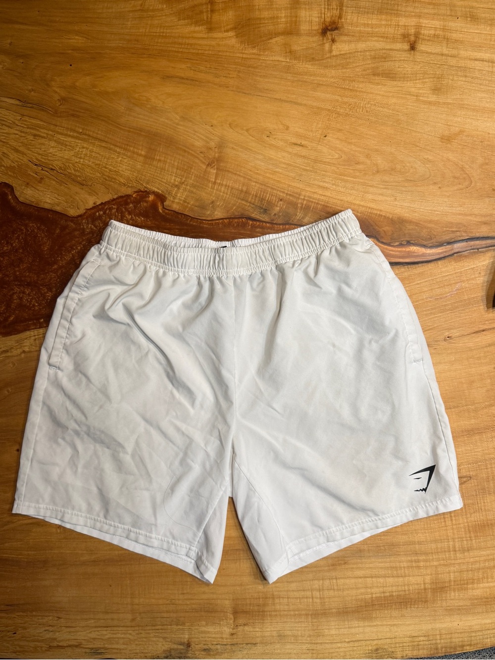 Gymshark Men’s White Athletic Shorts with Elastic Waist